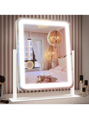 LED Lighted Makeup Mirror with Smart Touch Control, Dimmable 3 Color Vanity